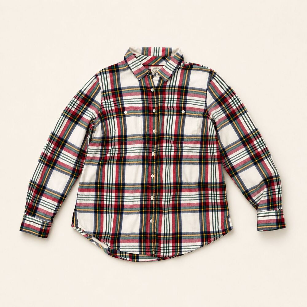 St. Johns Bay L Plaid Button Front Shirt Long Sleeve 100% Cotton Multicolor